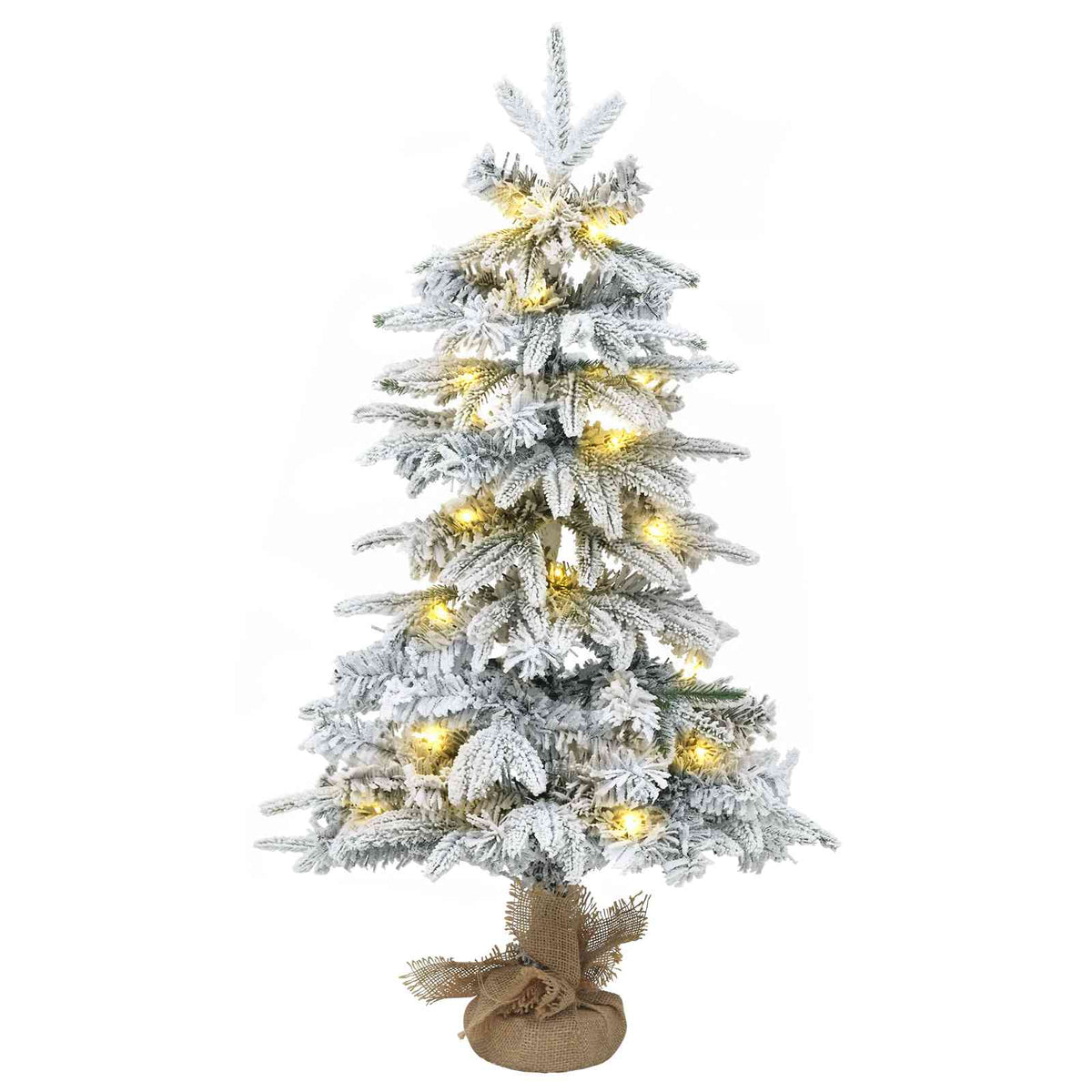 vidaXL Mini Christmas Tree Flocked 60 cm 25 LEDs Warm White PVC and PE