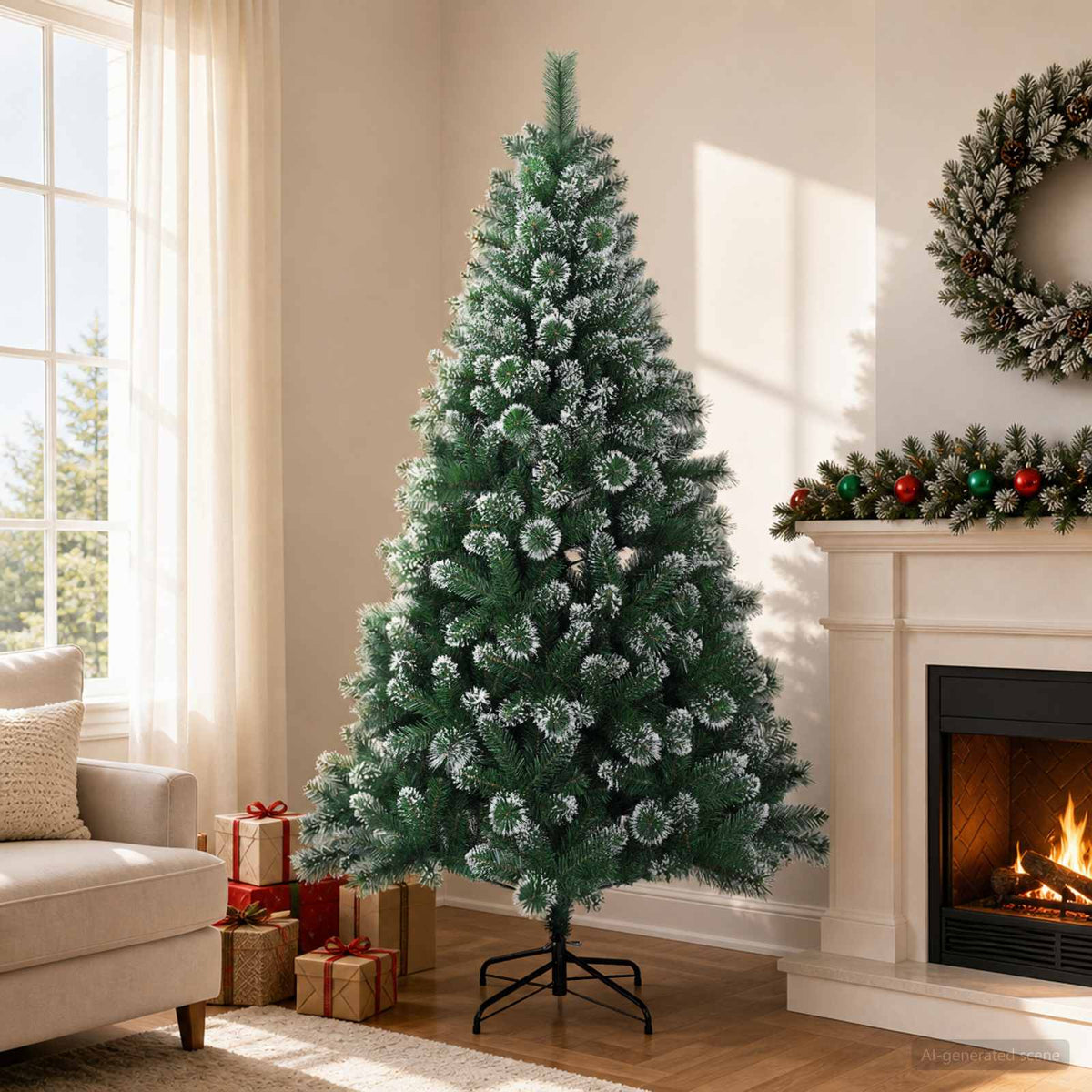 vidaXL Artificial Christmas Tree 180 cm PVC and Metal Green