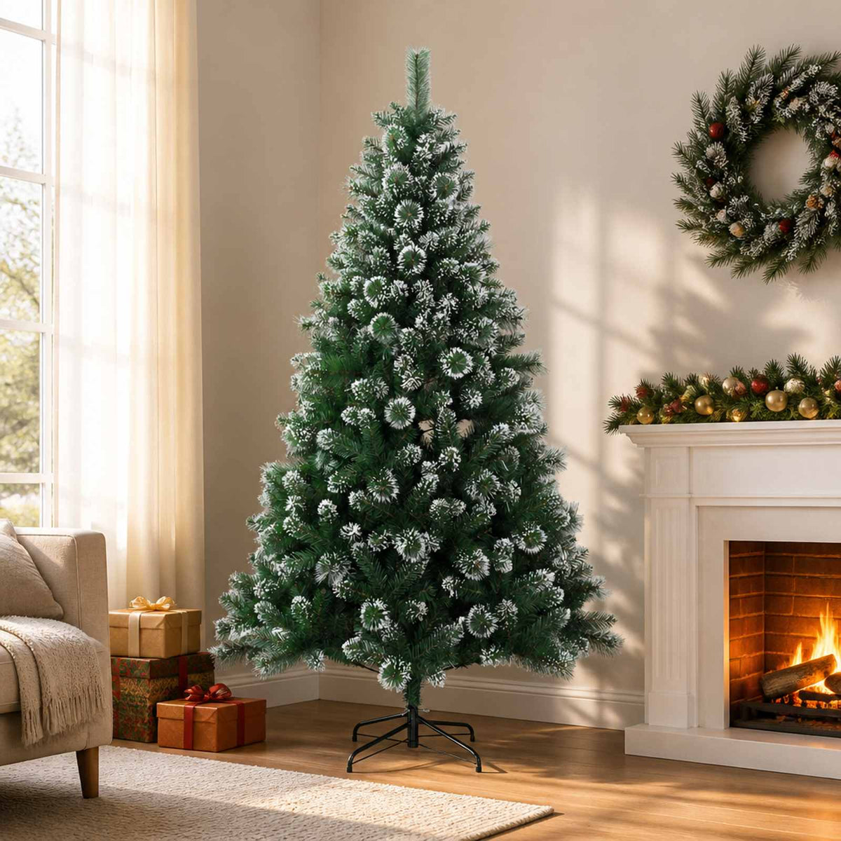 vidaXL Artificial Christmas Tree 210 cm PVC and Metal Green