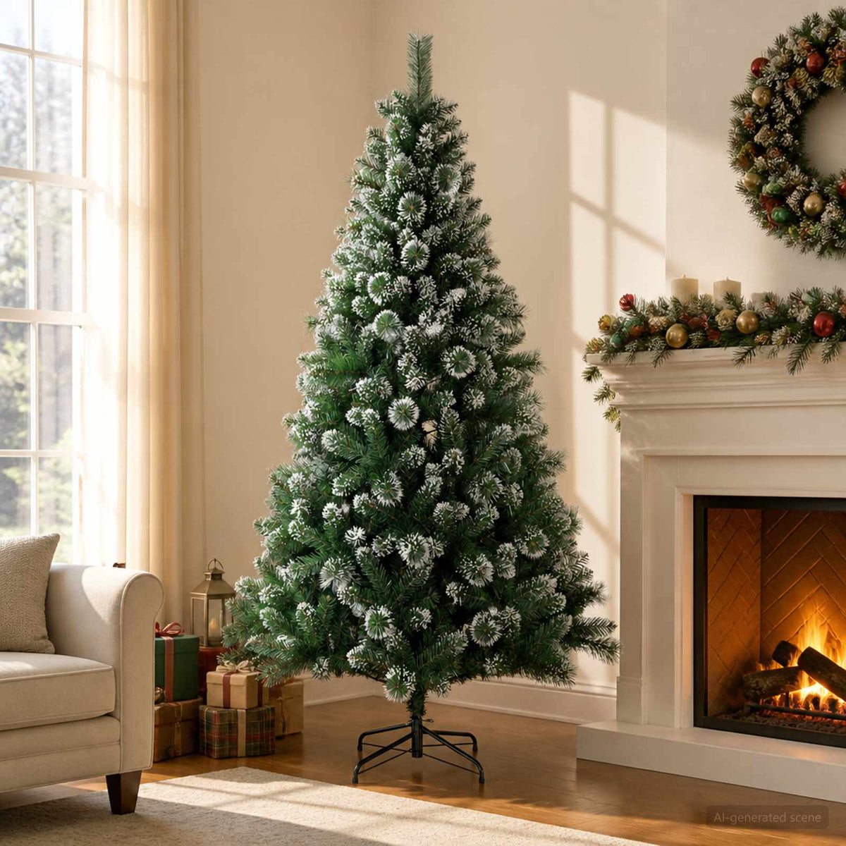 vidaXL Artificial Christmas Tree 240 cm PVC and Metal Green