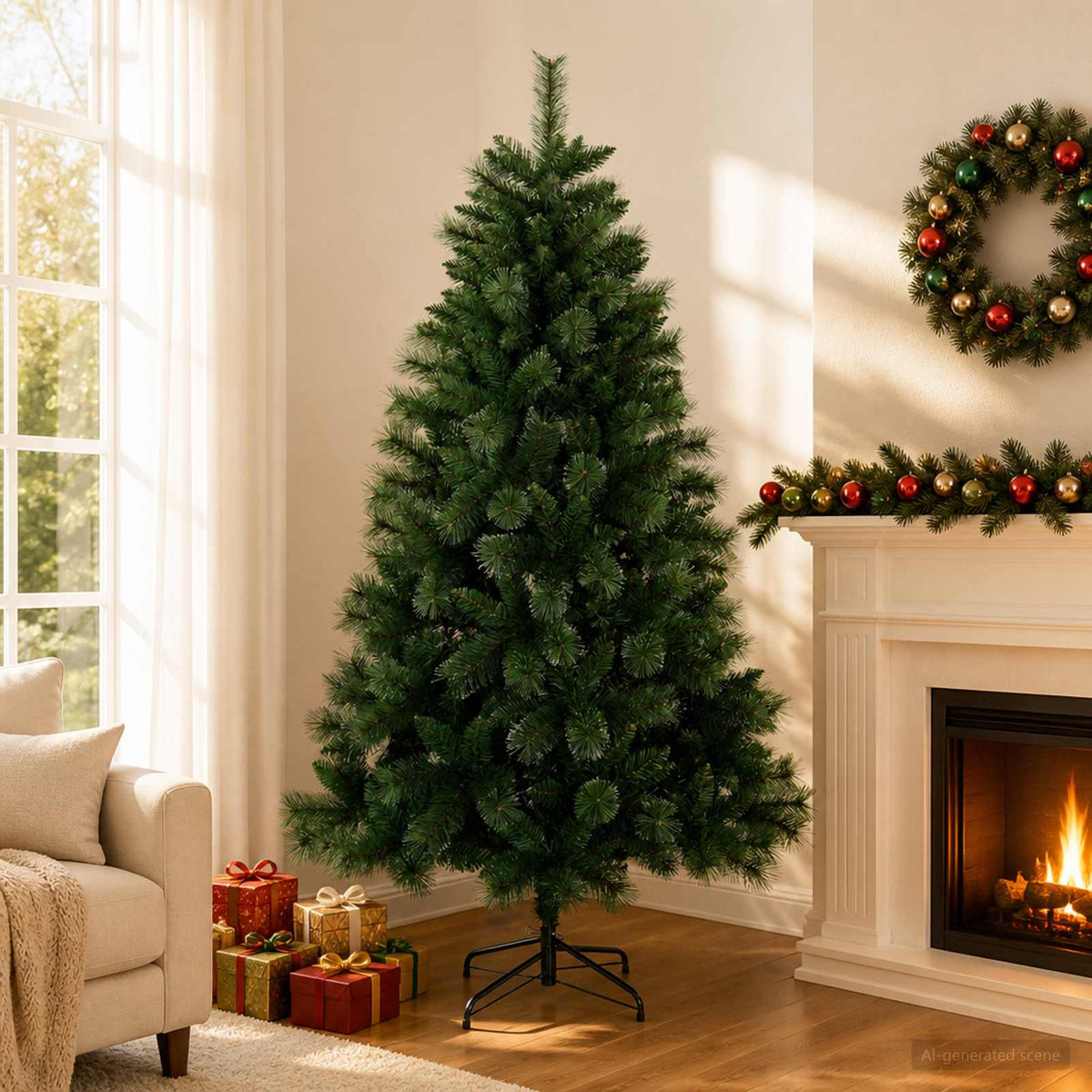 vidaXL Artificial Christmas Tree 180 cm PVC and Metal Green