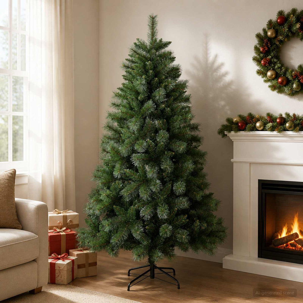 vidaXL Artificial Christmas Tree 210 cm PVC and Metal Green