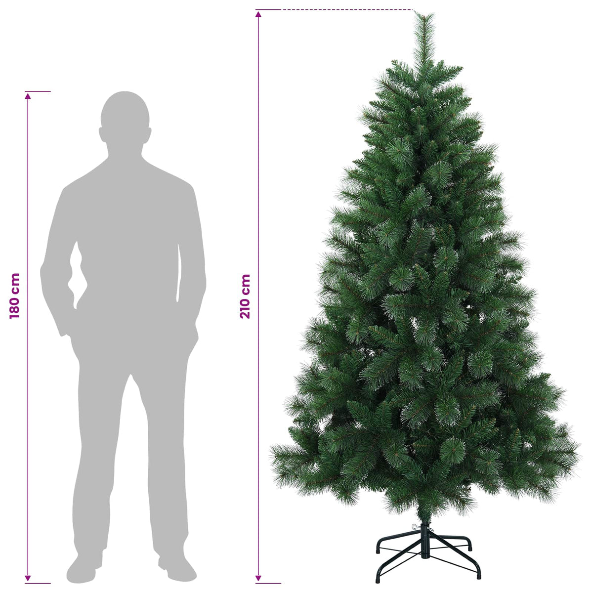 vidaXL Artificial Christmas Tree 210 cm PVC and Metal Green