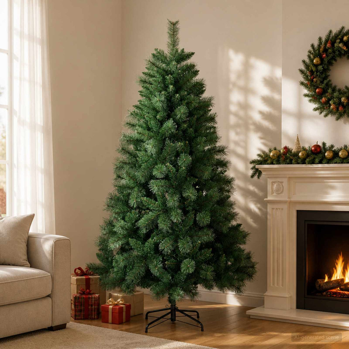 vidaXL Artificial Christmas Tree 240 cm PVC and Metal Green
