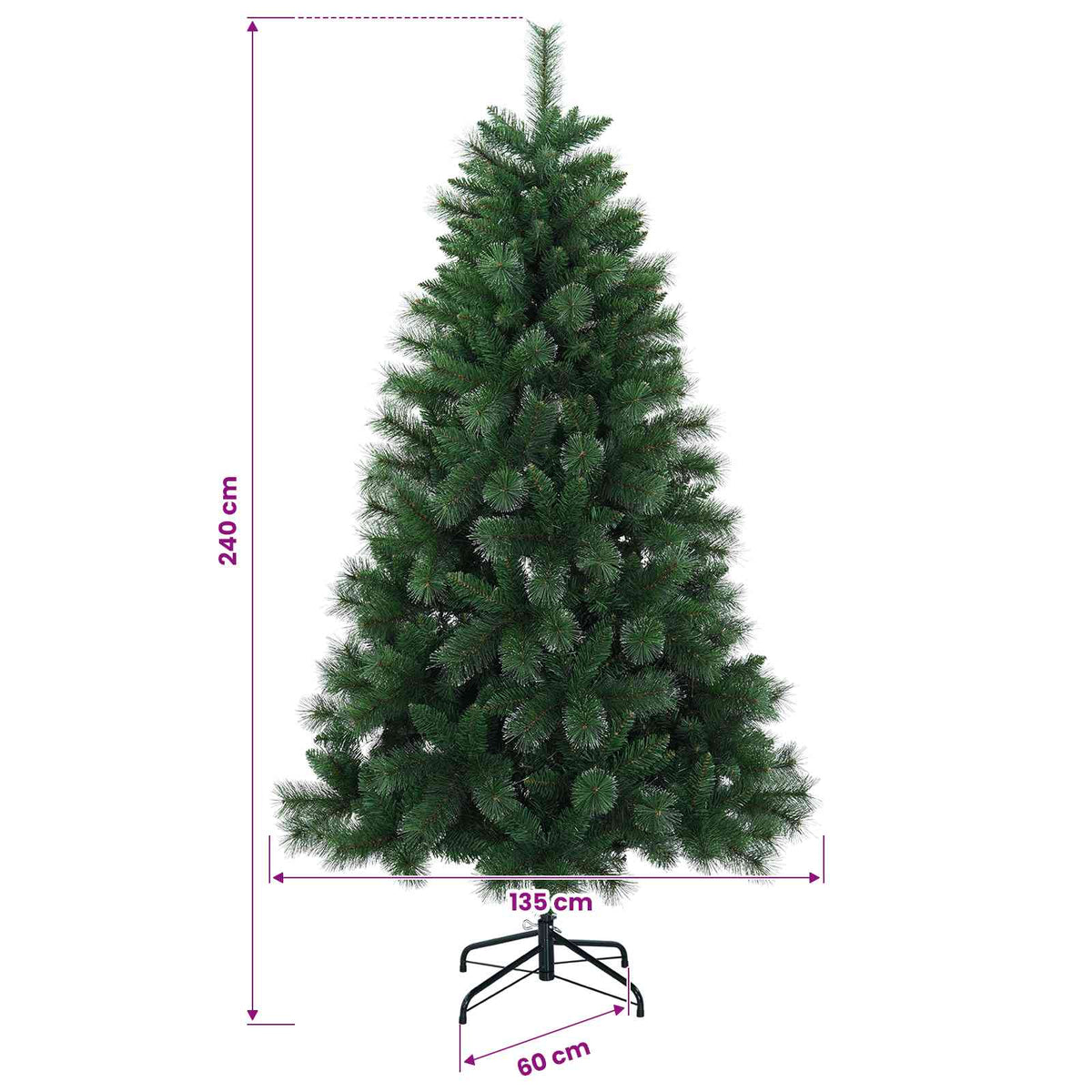 vidaXL Artificial Christmas Tree 240 cm PVC and Metal Green