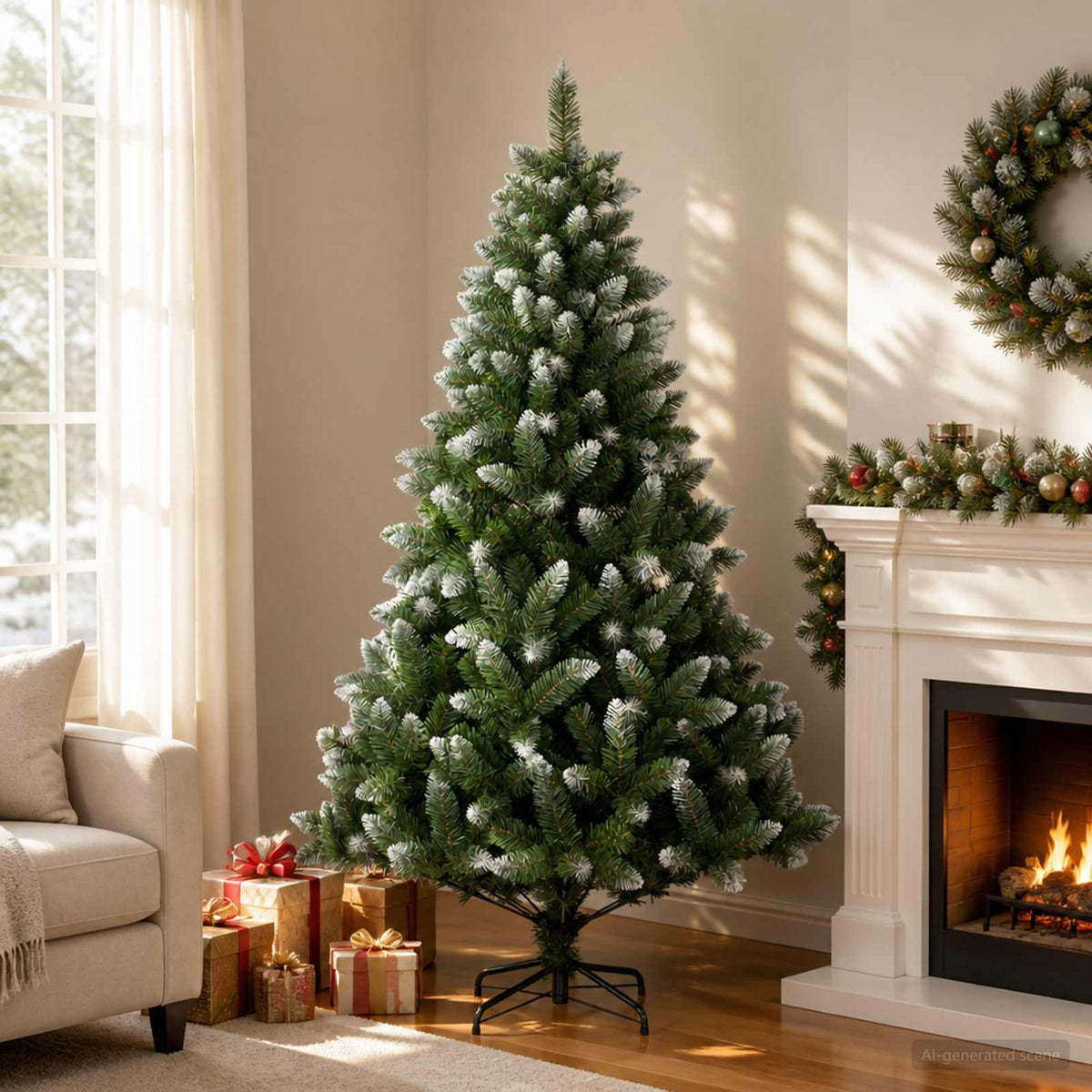 vidaXL Artificial Christmas Tree 210 cm PVC and Metal Green