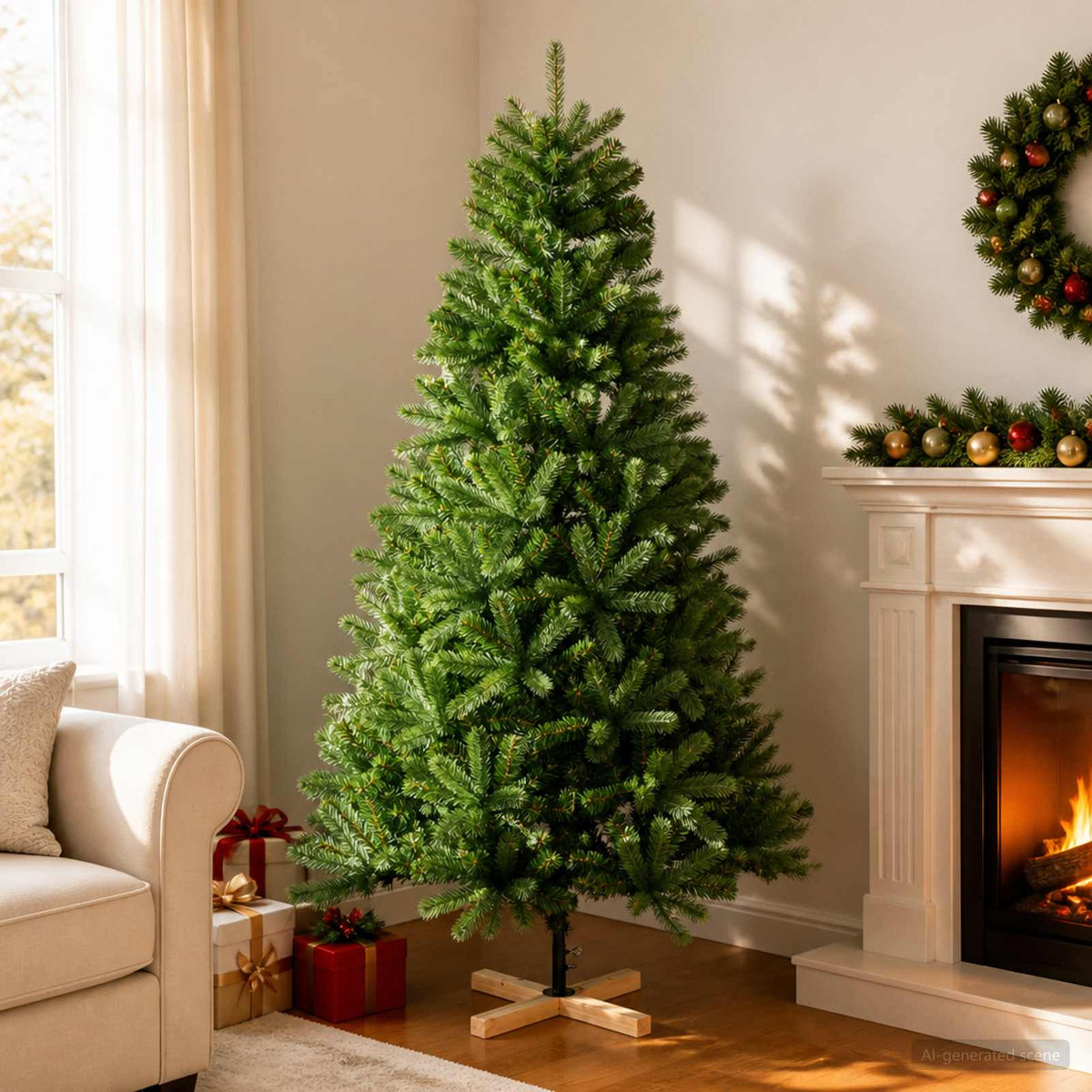 vidaXL Artificial Christmas Tree 120 cm PVC and Solid Pine Wood Green