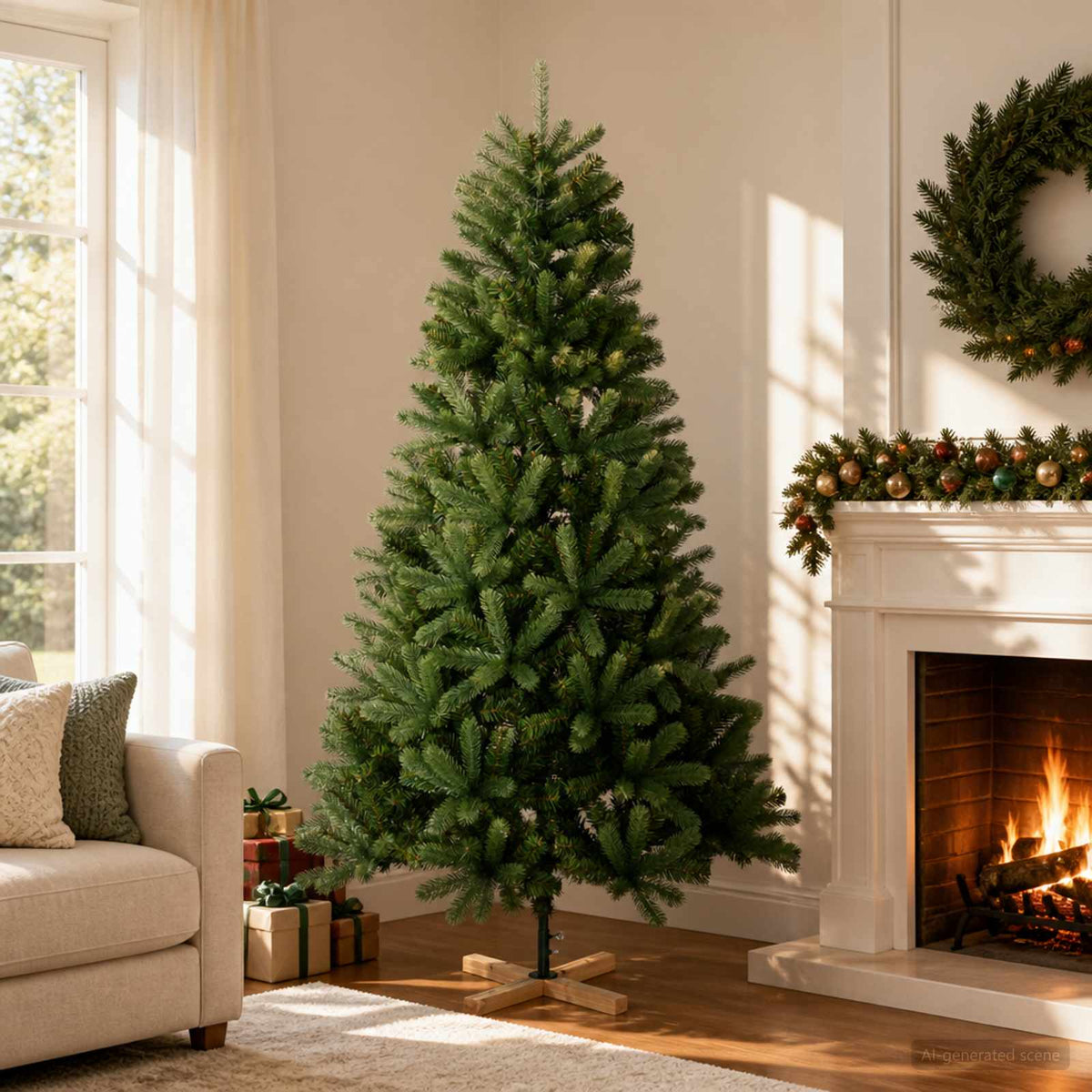 vidaXL Artificial Christmas Tree 150 cm PVC and Solid Pine Wood Green