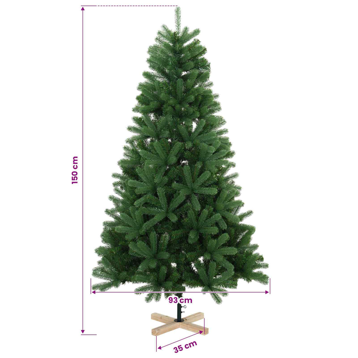 vidaXL Artificial Christmas Tree 150 cm PVC and Solid Pine Wood Green