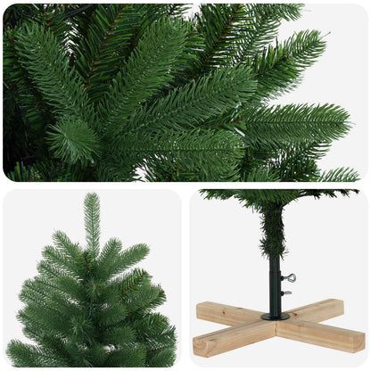 vidaXL Artificial Christmas Tree 210 cm PVC and Solid Pine Wood Green