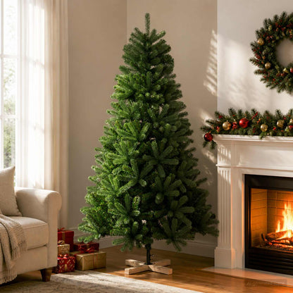 vidaXL Artificial Christmas Tree 240 cm PVC and Solid Pine Wood Green