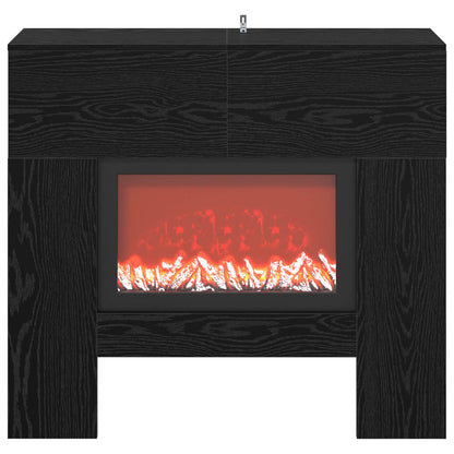 vidaXL Electric Fireplace Black Oak 100 x 24.5 x 90 cm Engineered wood