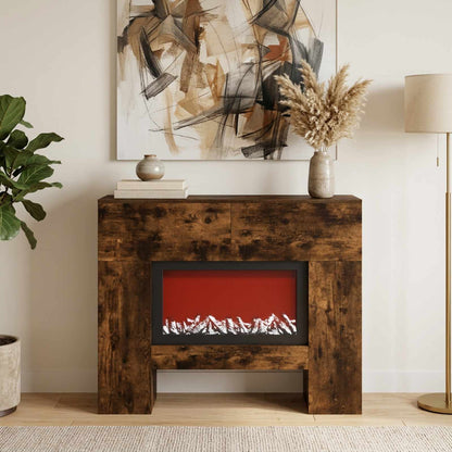 vidaXL Electric Fireplace Smoked Oak 100 x 24.5 x 90 cm