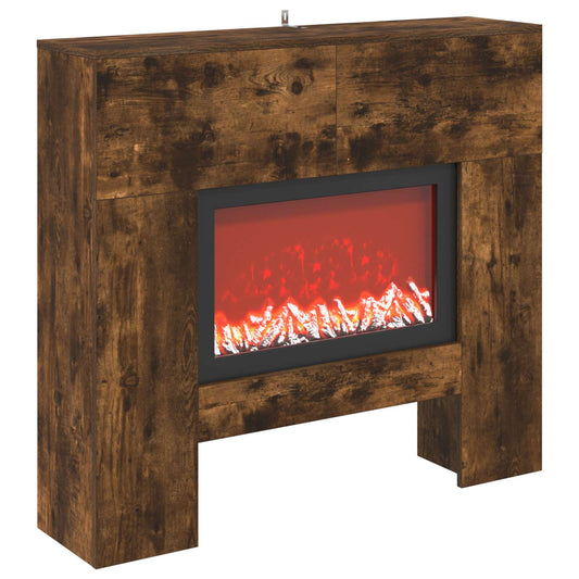 vidaXL Electric Fireplace Smoked Oak 100 x 24.5 x 90 cm