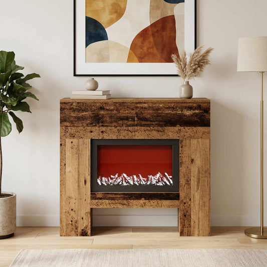 vidaXL Electric Fireplace Old Wood 100 x 24.5 x 90 cm Engineered wood