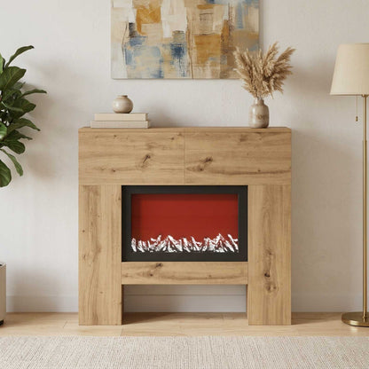 vidaXL Electric Fireplace Artisan Oak 100 x 24.5 x 90 cm
