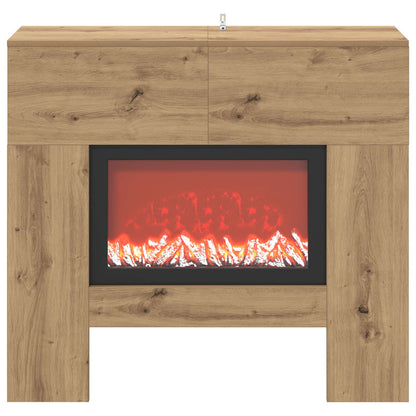vidaXL Electric Fireplace Artisan Oak 100 x 24.5 x 90 cm