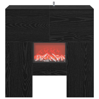 vidaXL Electric Fireplace Black Oak 75 x 24.5 x 75 cm Engineered wood
