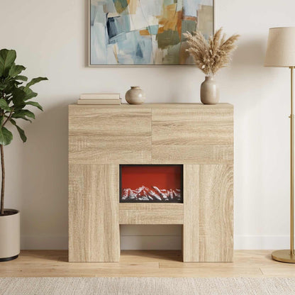vidaXL Electric Fireplace Sonoma 75 x 24.5 x 75 cm Engineered wood