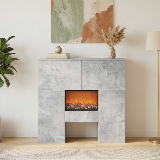 vidaXL Electric Fireplace Concrete 75 x 24.5 x 75 cm Engineered wood