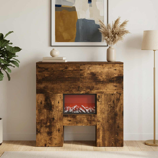 vidaXL Electric Fireplace Smoked Oak 75 x 24.5 x 75 cm Engineered wood