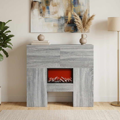 vidaXL Electric Fireplace Grey Sonoma 75 x 24.5 x 75 cm