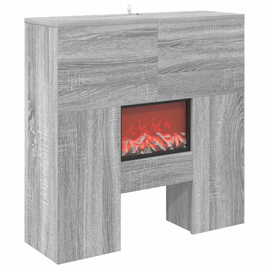 vidaXL Electric Fireplace Grey Sonoma 75 x 24.5 x 75 cm