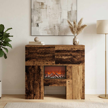 vidaXL Electric Fireplace Old Wood 75 x 24.5 x 75 cm Engineered wood