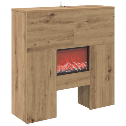vidaXL Electric Fireplace Artisan Oak 75 x 24.5 x 75 cm