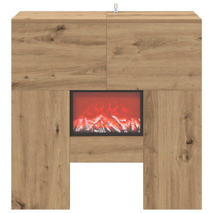 vidaXL Electric Fireplace Artisan Oak 75 x 24.5 x 75 cm