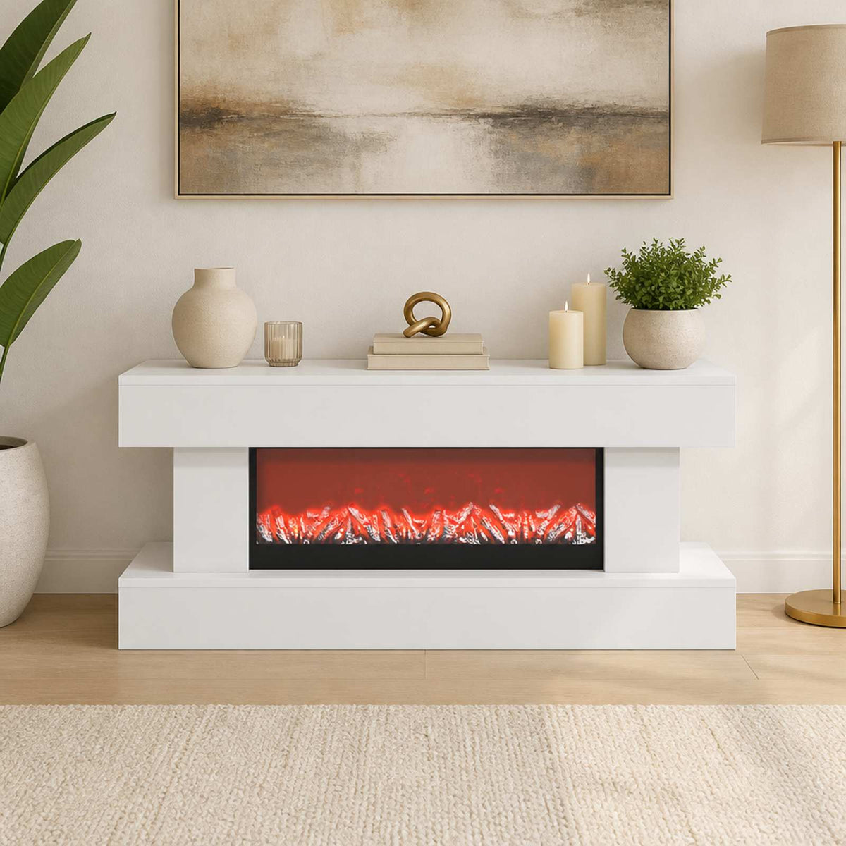 vidaXL Electric Fireplace White 100 x 30 x 44 cm Engineered wood