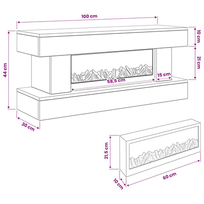 vidaXL Electric Fireplace White 100 x 30 x 44 cm Engineered wood