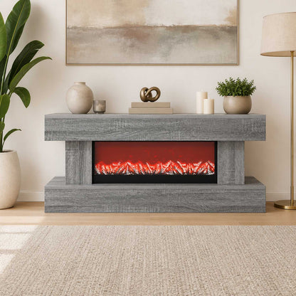 vidaXL Electric Fireplace Grey Sonoma 100 x 30 x 44 cm Engineered wood