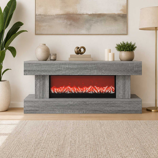 vidaXL Electric Fireplace Grey Sonoma 100 x 30 x 44 cm Engineered wood