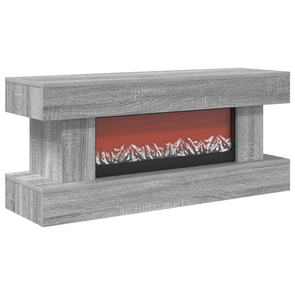 vidaXL Electric Fireplace Grey Sonoma 100 x 30 x 44 cm Engineered wood