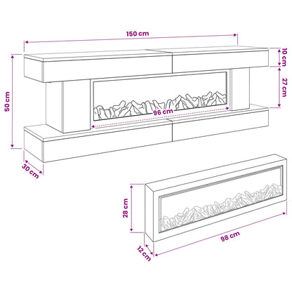 vidaXL Electric Fireplace White 150 x 30 x 50 cm Engineered wood