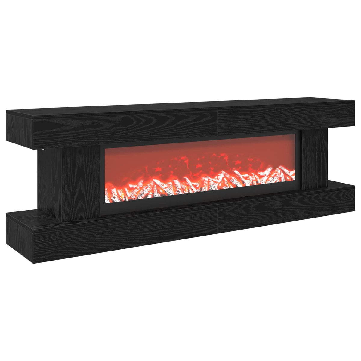 vidaXL Electric Fireplace Black Oak 150 x 30 x 50 cm Engineered wood