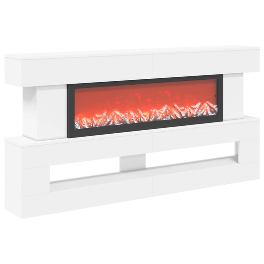 vidaXL Electric Fireplace White 150 x 21 x 77 cm Engineered wood