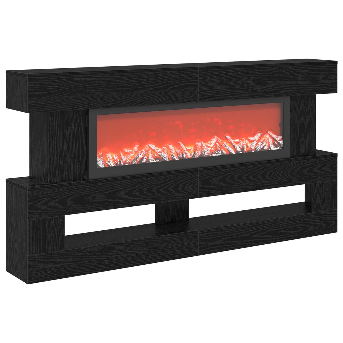 vidaXL Electric Fireplace Black Oak 150 x 21 x 77 cm Engineered wood