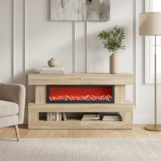 vidaXL Electric Fireplace Sonoma 150 x 21 x 77 cm Engineered wood