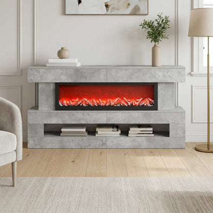 vidaXL Electric Fireplace Concrete 150 x 21 x 77 cm Engineered wood