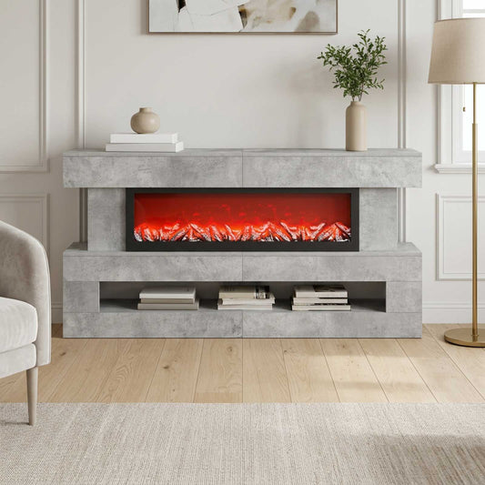 vidaXL Electric Fireplace Concrete 150 x 21 x 77 cm Engineered wood