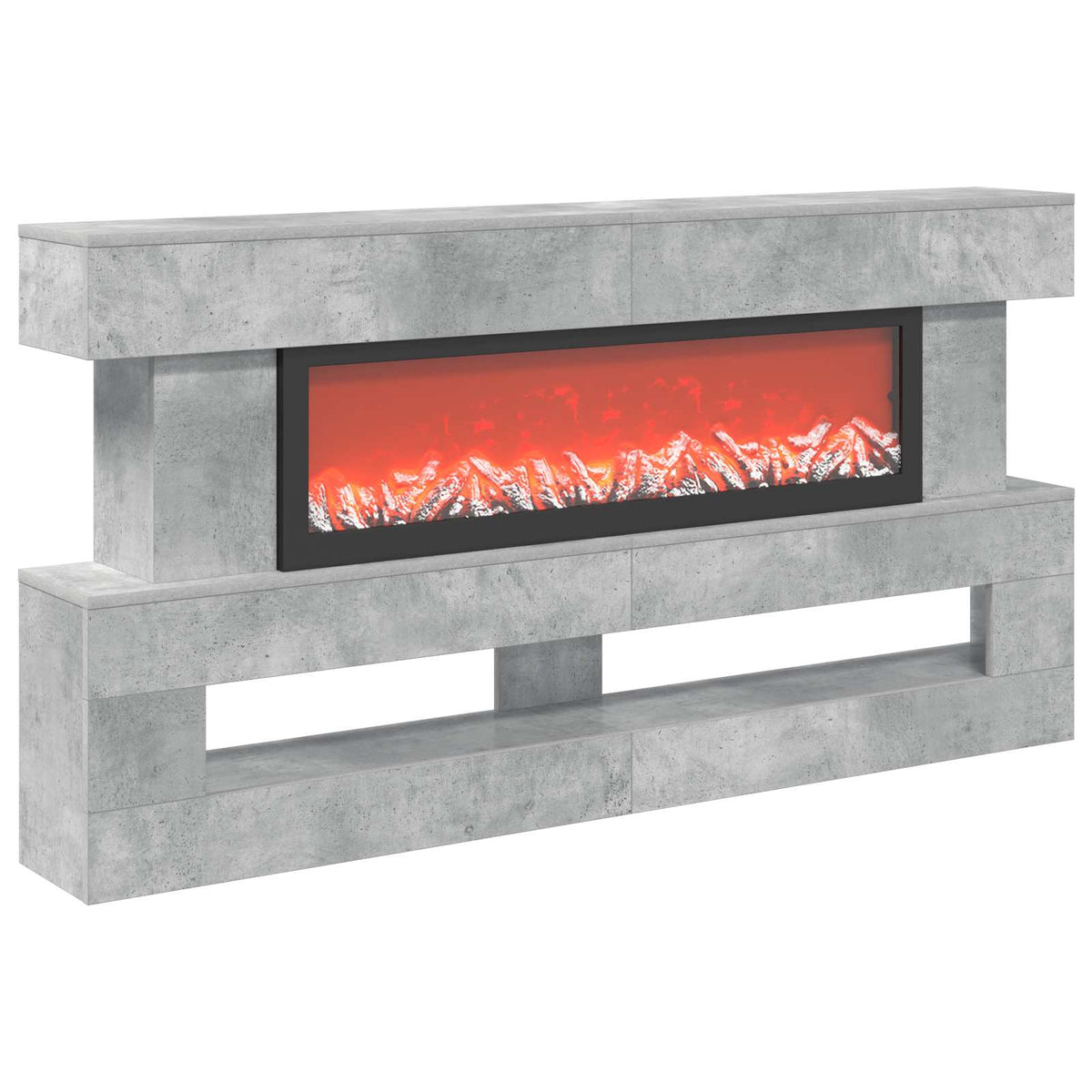 vidaXL Electric Fireplace Concrete 150 x 21 x 77 cm Engineered wood