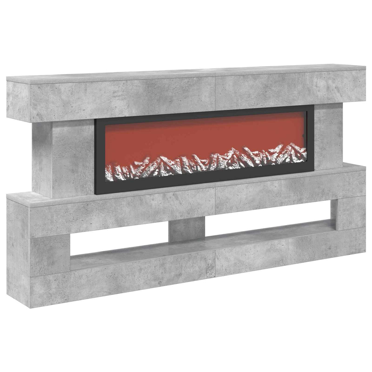 vidaXL Electric Fireplace Concrete 150 x 21 x 77 cm Engineered wood