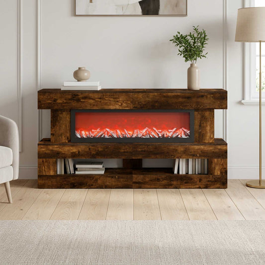 vidaXL Electric Fireplace Smoked Oak 150 x 21 x 77 cm Engineered wood