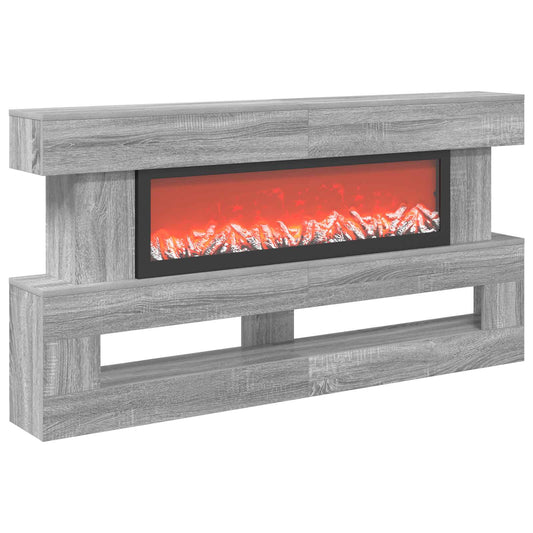 vidaXL Electric Fireplace Grey Sonoma 150 x 21 x 77 cm Engineered wood