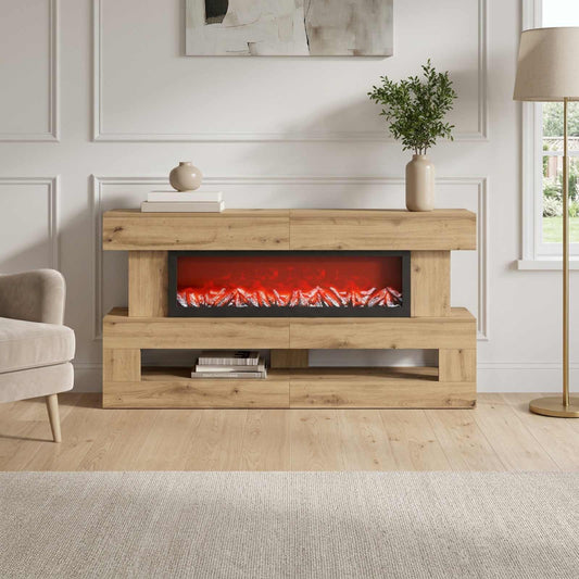 vidaXL Electric Fireplace Artisan Oak 150 x 21 x 77 cm Engineered wood