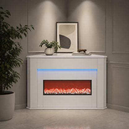 vidaXL Fireplace with LED Strip White 95 x 42.5 x 60 cm