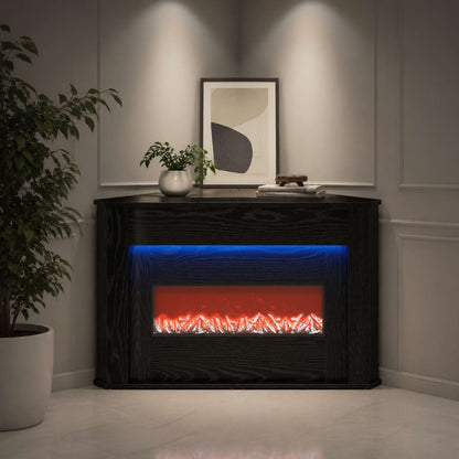 vidaXL Fireplace with LED Strip Black Oak 95 x 42.5 x 60 cm