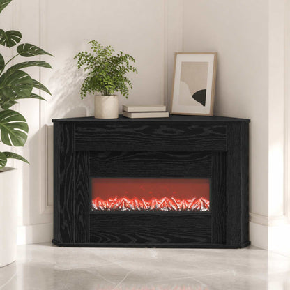 vidaXL Fireplace with LED Strip Black Oak 95 x 42.5 x 60 cm